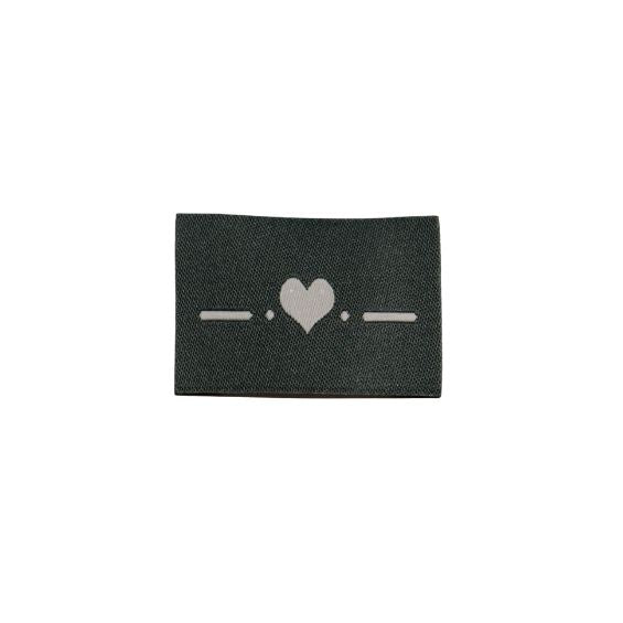 Etiquette à coudre : Coeur fond gris