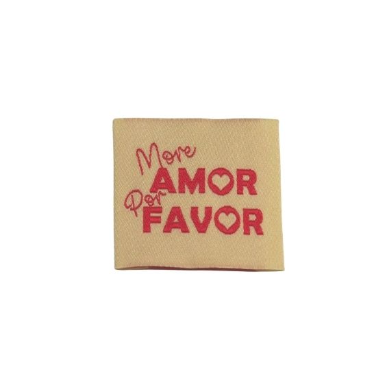 Etiquette à coudre : More amor por favor