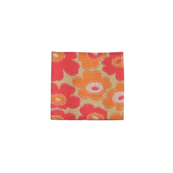 Etiquette à coudre : Fleurs vintage rose et orange