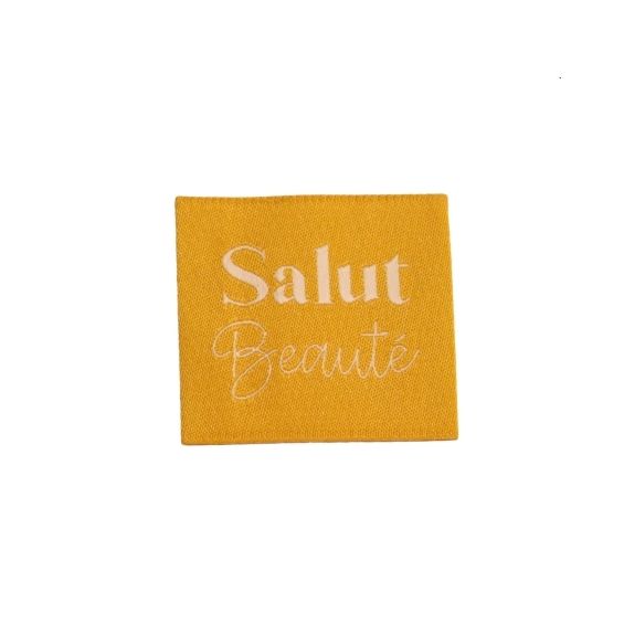 Etiquette à coudre : Salut Beauté jaune safran