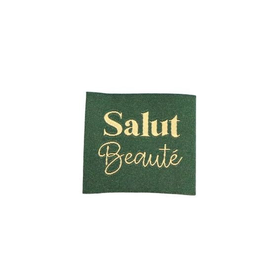 Etiquette à coudre : Salut beauté vert