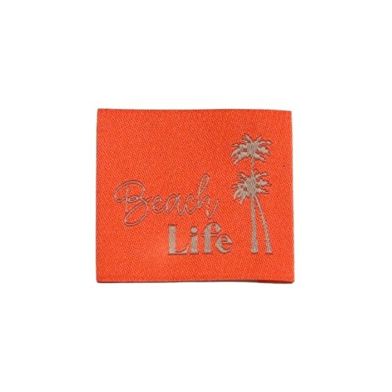 Etiquette à coudre : Beach life Corail et Gris