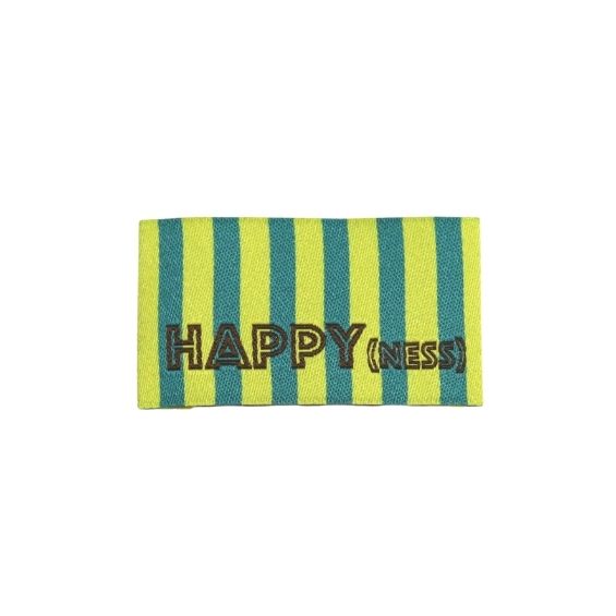 Etiquette à coudre : rayures HAPPY(NESS) - JAUNE VERT