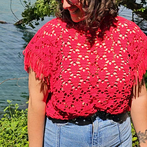 Patron crochet GRATUIT - Top cœurs à franges