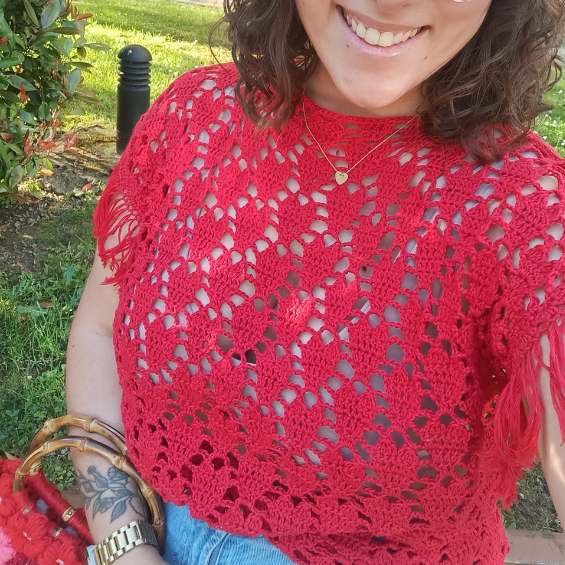 Patron crochet GRATUIT - Top cœurs à franges