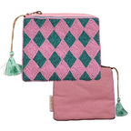 Pochette zip perles 14 x 12.5 cm