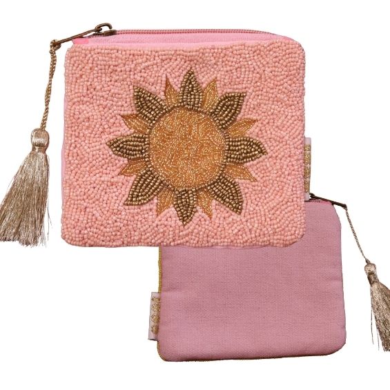Pochette zip perles 14 x 12.5 cm