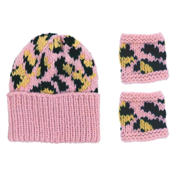 Set à tricoter Bonnet Leo rose