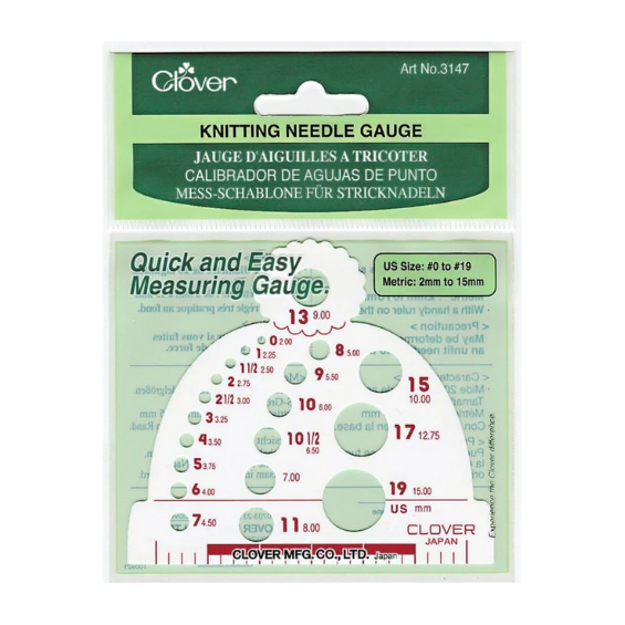 Jauge de mesure pour aiguilles à tricoter