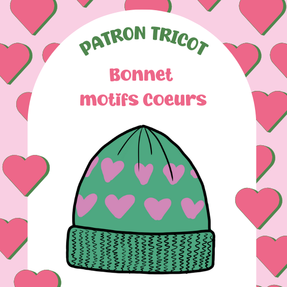 Patron tricot GRATUIT – Bonnet motifs cœurs