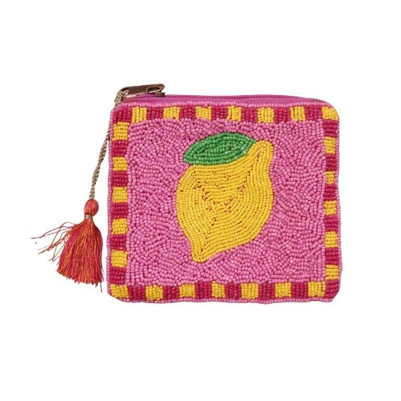 Pochette zip perles 14 x 12.5 cm
