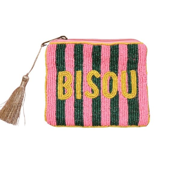 Pochette zip perles 14 x 12.5 cm