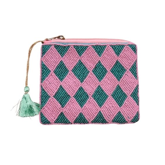 Pochette zip perles 14 x 12.5 cm