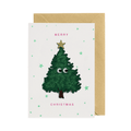 Carte avec patch thermocollant - Merry Christmas - Sapin de noel vert