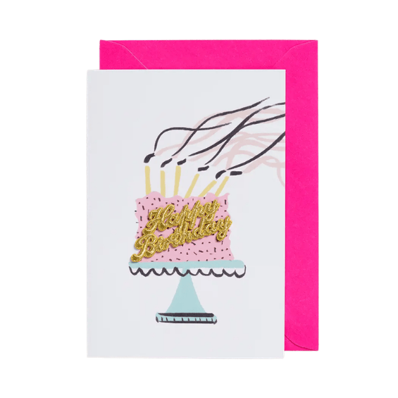 Carte avec patch thermocollant - Happy Birthday - Gâteau