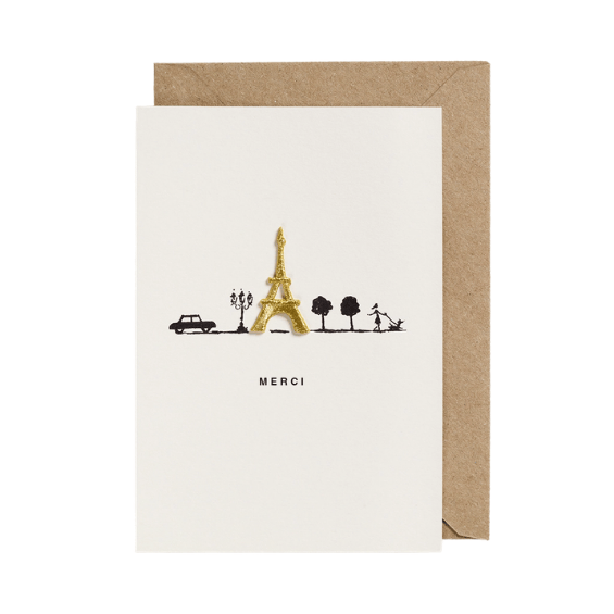 Carte avec patch thermocollant - Merci - Tour eiffel