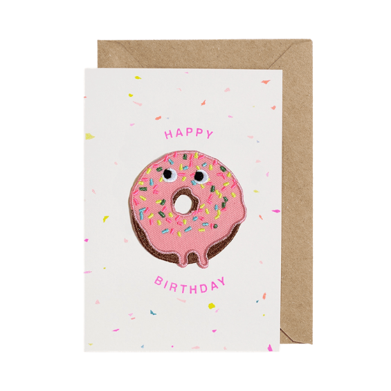Carte avec patch thermocollant - Happy Birthday - Donut