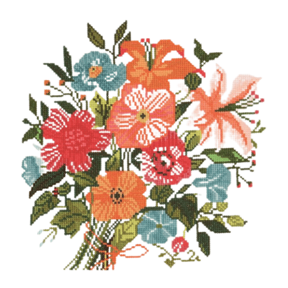 Kit point de croix compté - bouquet de fleurs