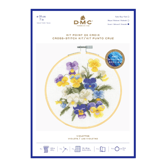 Kit point de croix compté - Violettes - DMC