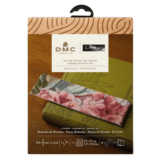 Kit marque page point de croix Branches de pivoines