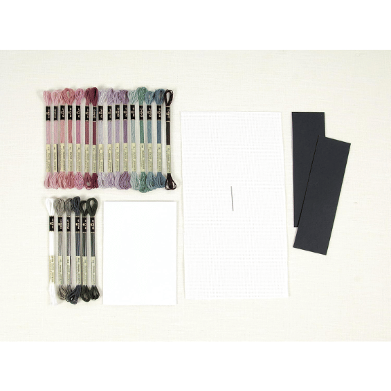 Kit marque page point de croix Branches de pivoines